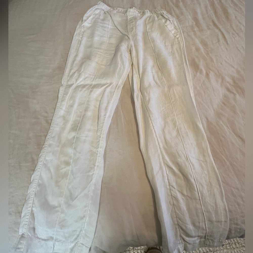 White linen pants